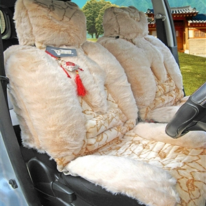 Winter Fleece Tiger Print grain Auto Seat Cushion Warm Plush Car Seat Covers - Beige