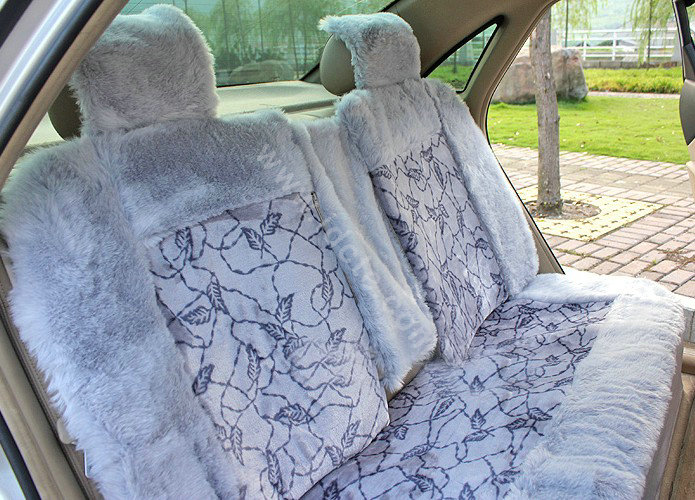 Winter Fleece Tiger Print grain Auto Seat Cushion Warm Plush Car Seat Covers - Gray
