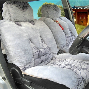 Winter Fleece Tiger Print grain Auto Seat Cushion Warm Plush Car Seat Covers - Gray