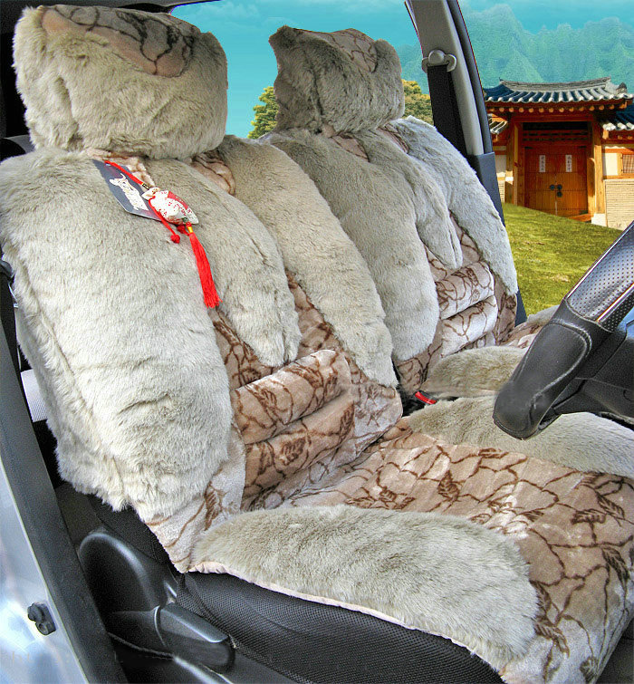 Winter Fleece Tiger Print grain Auto Seat Cushion Warm Plush Car Seat Covers - Green