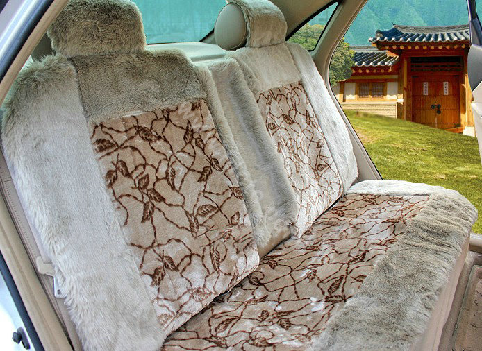 Winter Fleece Tiger Print grain Auto Seat Cushion Warm Plush Car Seat Covers - Green