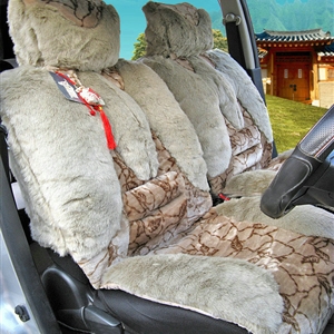 Winter Fleece Tiger Print grain Auto Seat Cushion Warm Plush Car Seat Covers - Green