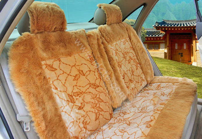 Winter Fleece Tiger Print grain Auto Seat Cushion Warm Plush Car Seat Covers - Yellow