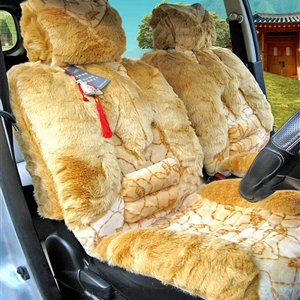 Winter Fleece Tiger Print grain Auto Seat Cushion Warm Plush Car Seat Covers - Yellow