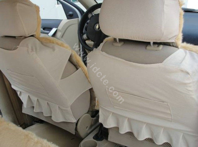 Winter Fleece Tiger Print grain Car Seat Cushion Warm Plush Auto Seat Covers - Beige