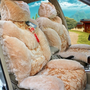 Winter Fleece Tiger Print grain Car Seat Cushion Warm Plush Auto Seat Covers - Beige