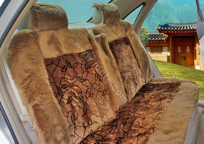 Winter Fleece Tiger Print grain Car Seat Cushion Warm Plush Auto Seat Covers - Brown