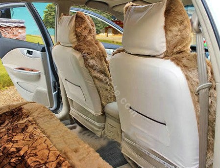 Winter Fleece Tiger Print grain Car Seat Cushion Warm Plush Auto Seat Covers - Brown