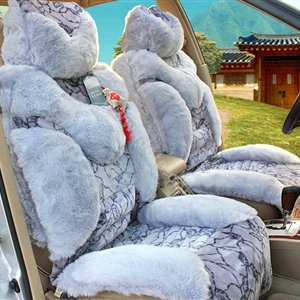 Winter Fleece Tiger Print grain Car Seat Cushion Warm Plush Auto Seat Covers - Gray