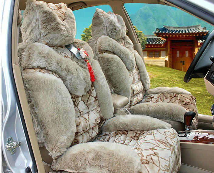 Winter Fleece Tiger Print grain Car Seat Cushion Warm Plush Auto Seat Covers - Green