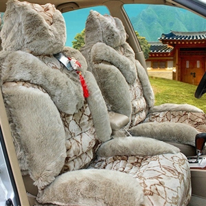 Winter Fleece Tiger Print grain Car Seat Cushion Warm Plush Auto Seat Covers - Green