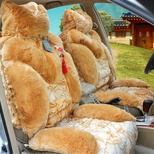 Winter Fleece Tiger Print grain Car Seat Cushion Warm Plush Auto Seat Covers - Yellow