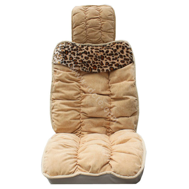 Winter Leopard grain Car Seat Cushion Warm Plush Eiderdown Auto Seat Covers - Beige