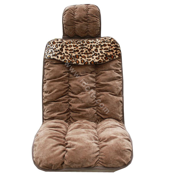 Winter Leopard grain Car Seat Cushion Warm Plush Eiderdown Auto Seat Covers - Brown
