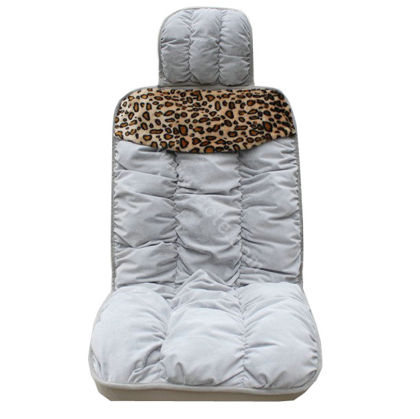 Winter Leopard grain Car Seat Cushion Warm Plush Eiderdown Auto Seat Covers - Gray