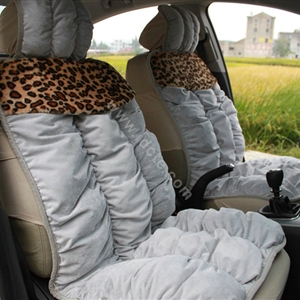 Winter Leopard grain Car Seat Cushion Warm Plush Eiderdown Auto Seat Covers - Gray