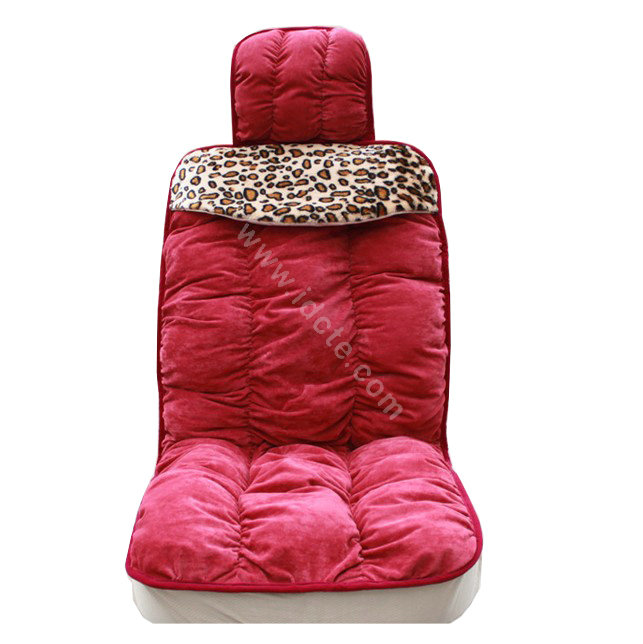 Winter Leopard grain Car Seat Cushion Warm Plush Eiderdown Auto Seat Covers - Red
