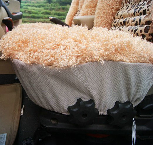 Winter Leopard grain Fleece Car Seat Cushion Warm Plush Auto Seat Covers - Brown