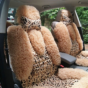 Winter Leopard grain Fleece Car Seat Cushion Warm Plush Auto Seat Covers - Brown