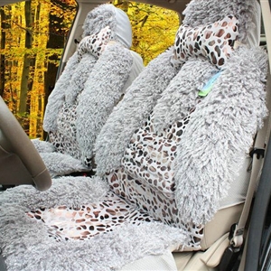 Winter Leopard grain Fleece Car Seat Cushion Warm Plush Auto Seat Covers - Gray