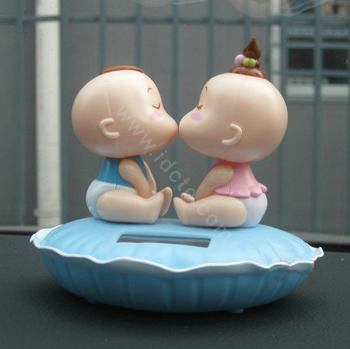 Cute Solar doll Shake head doll KISS BABY doll Car decoration Blue bottom