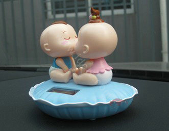 Cute Solar doll Shake head doll KISS BABY doll Car decoration Blue bottom