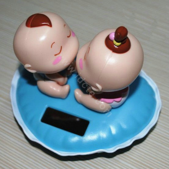 Cute Solar doll Shake head doll KISS BABY doll Car decoration Blue bottom