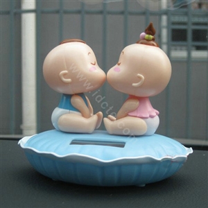 Cute Solar doll Shake head doll KISS BABY doll Car decoration Blue bottom