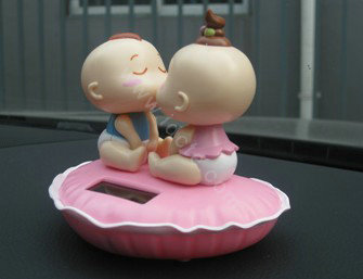 Cute Solar doll Shake head doll KISS BABY doll Car decoration pink bottom