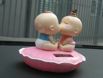 Cute Solar doll Shake head doll KISS BABY doll Car decoration pink bottom