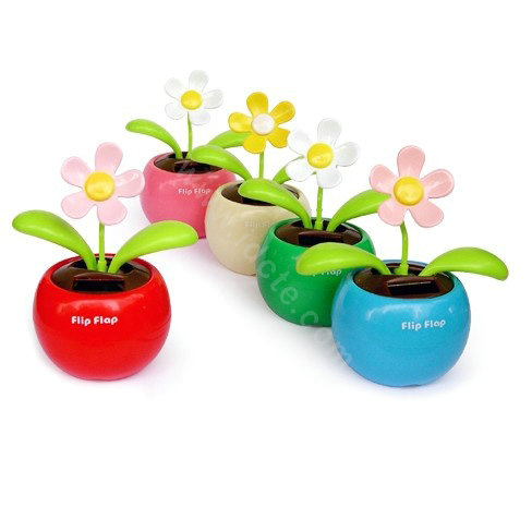 Flip Flap Solar apple Flower solar swinging flower solar toy gift car accessories - Blue
