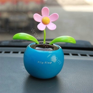 Flip Flap Solar apple Flower solar swinging flower solar toy gift car accessories - Blue