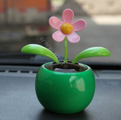 Flip Flap Solar apple Flower solar swinging flower solar toy gift car accessories - Green