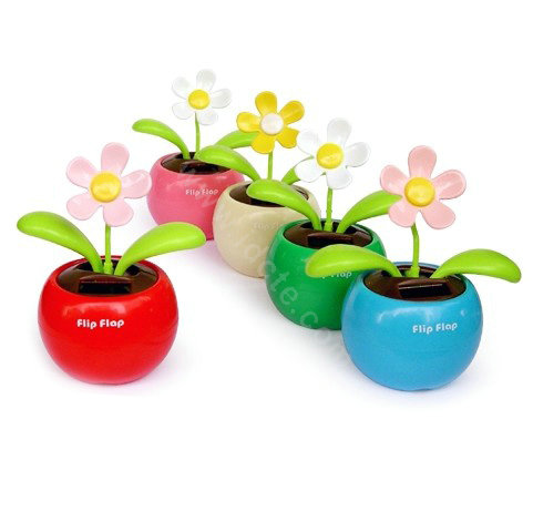 Flip Flap Solar apple Flower solar swinging flower solar toy gift car accessories - Pink