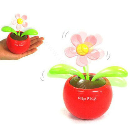 Flip Flap Solar apple Flower solar swinging flower solar toy gift car accessories - Red