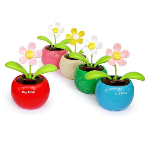 Flip Flap Solar apple Flower solar swinging flower solar toy gift car accessories - Red