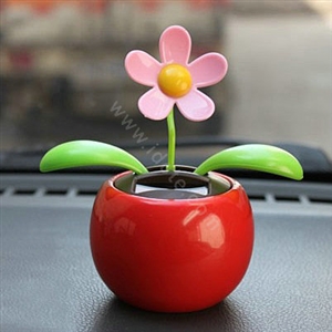 Flip Flap Solar apple Flower solar swinging flower solar toy gift car accessories - Red