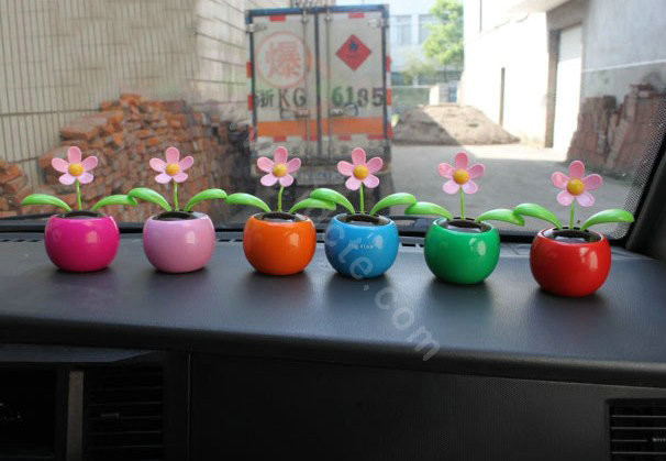 Flip Flap Solar apple Flower solar swinging flower solar toy gift car accessories - Rose