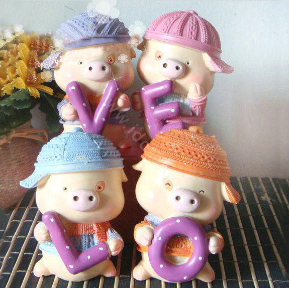 lovely cartoon gift pig toy wedding gift car decoration LOVE pig