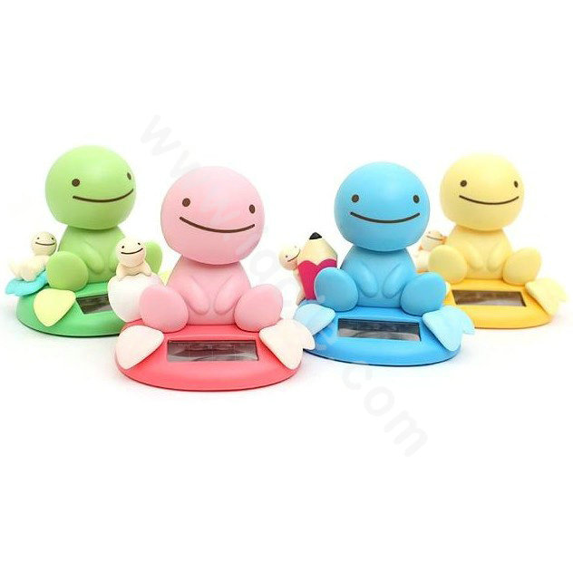 Cute Shake head doll Solar sunny doll shook his head doll Car decoration - Blue