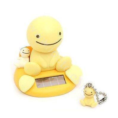 Cute Shake head doll Solar sunny doll shook his head doll Car decoration - Yellow