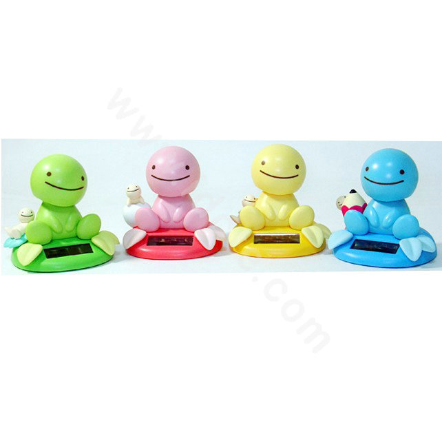 Cute Shake head doll Solar sunny doll shook his head doll Car decoration - Yellow