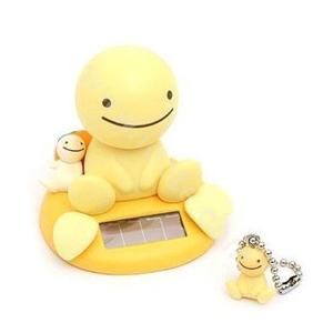 Cute Shake head doll Solar sunny doll shook his head doll Car decoration - Yellow