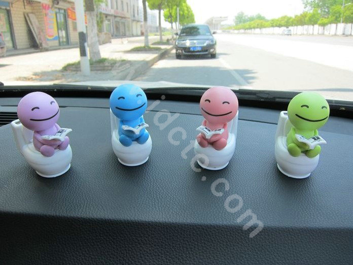 Cute Shake head doll Solar toilet sunny shook head doll Car decoration - Purple