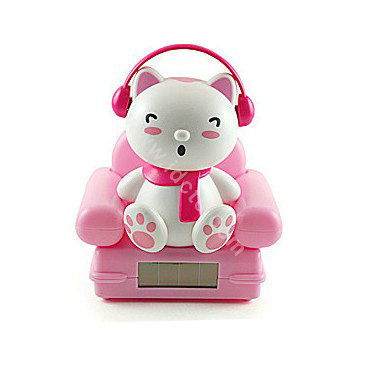 Solar Swing Doll Solar Music Sofa kitten Shake Head Doll Car decoration - Pink