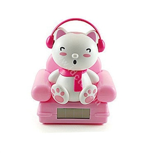 Solar Swing Doll Solar Music Sofa kitten Shake Head Doll Car decoration - Pink