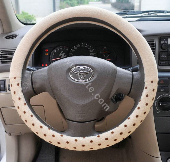 OULILAI Apple cat Car Front Rear Seat Covers Cartoon Plush Universal 19pcs - Beige