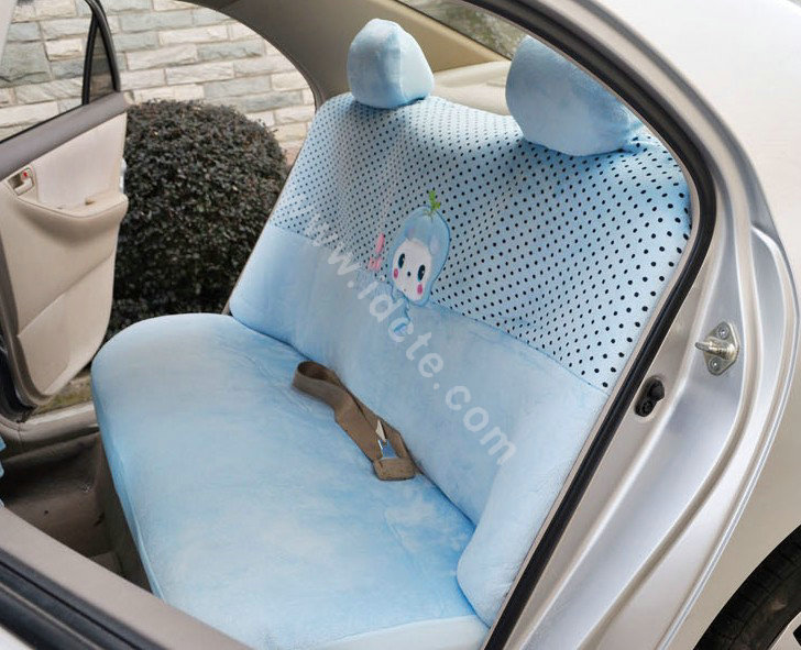 OULILAI Apple cat Car Front Rear Seat Covers Cartoon Plush Universal 19pcs - Blue