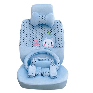 OULILAI Apple cat Car Front Rear Seat Covers Cartoon Plush Universal 19pcs - Blue