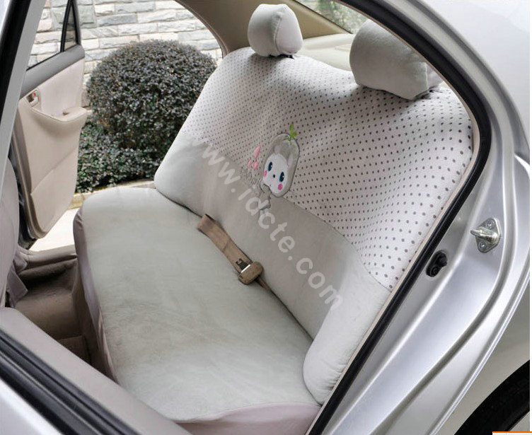 OULILAI Apple cat Car Front Rear Seat Covers Cartoon Plush Universal 19pcs - Gray